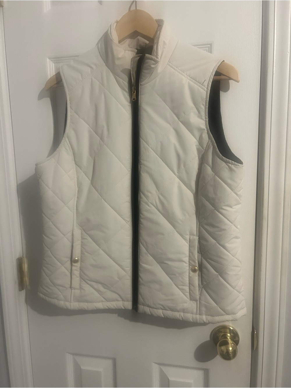 Ralph Lauren Cream Quilted Puffer Vest with Black Trim